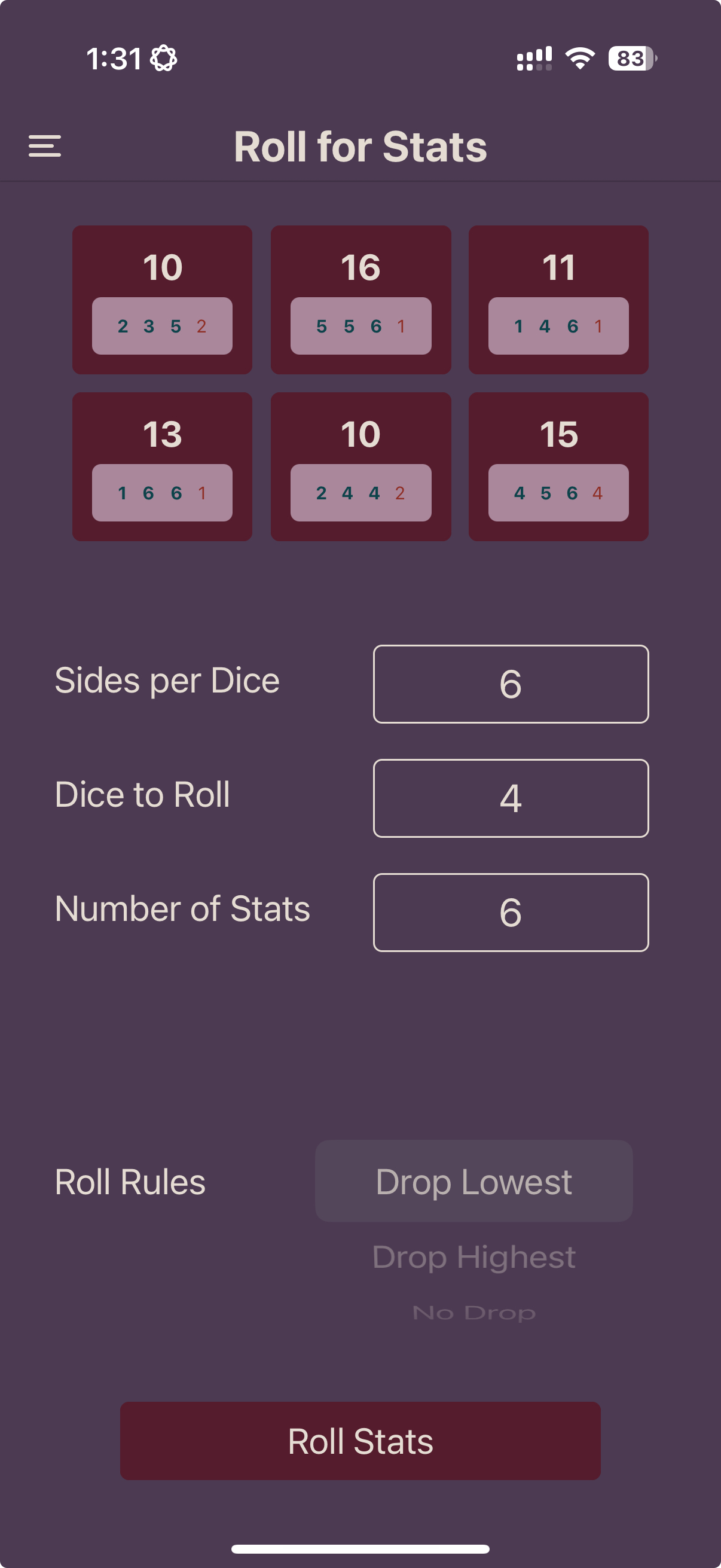 Roll for Stats